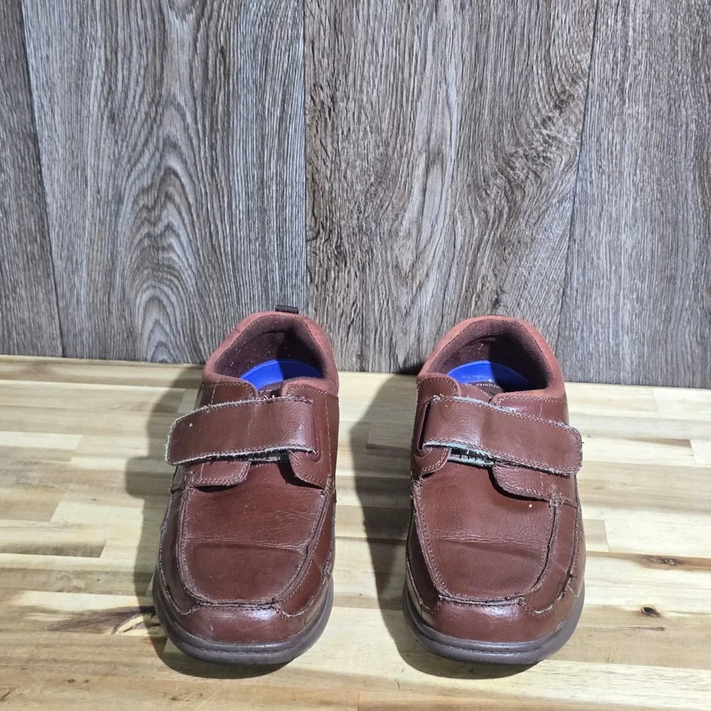 Dr Scholl's Men's 11 D Brown Leather Comfort Moccasin Hook-Loop‎ Closure Shoe